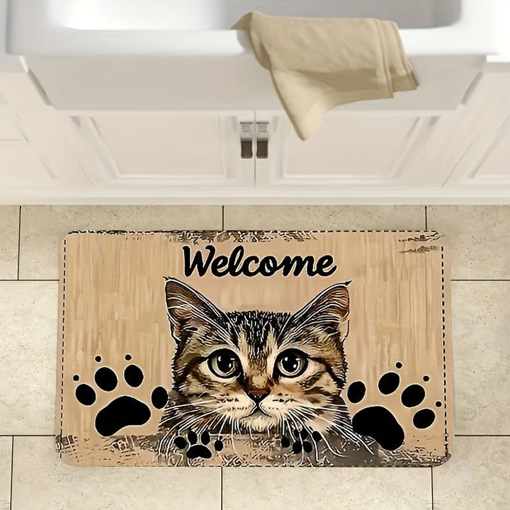 1 alfombra de entrada súper tierna con diseño de gato, lavable a máquina, ideal para salas, habitaciones y cuartos de juegos