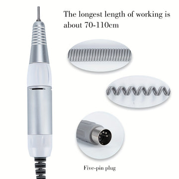Manija de perforadora eléctrica profesional de 5 núcleos 35000 RPM - Herramienta de manicura y pedicura de alta velocidad con agarre ergonómico, control de precisión y bits de perforación intercambiables para arte de uñas, archivo, esmalte, afilado - Pie