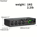 Interfaz de audio USB profesional DEPUSHENG, tarjeta de sonido con calidad HD, alimentación fantasma, conector para auriculares y 8 preamplificadores de micrófono - Consola de estudio para PC, podcasting, transmisión en vivo y videojuegos (24 bits/192 kH