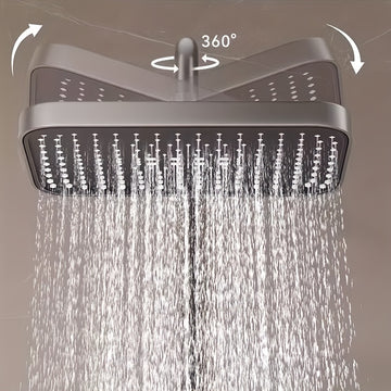 Rociador de Lluvia Cuadrado Montado en el Techo de 30.48 cm - Cabezal de Ducha Superior con Rotación 360°, Ahorro de Agua y Gran Flujo, Plástico Duradero para Mejora del Baño, Accesorio Moderno
