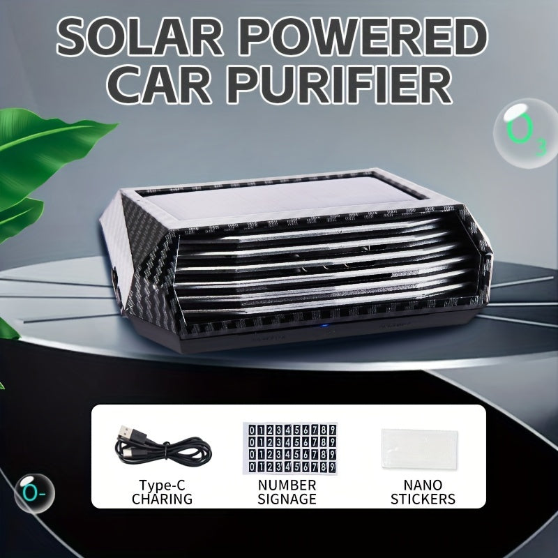 Purificador de aire para auto con energía solar y sensor de movimiento inteligente - Enciende/apaga automáticamente, no necesita energía eléctrica, panel solar de alta eficiencia y batería de litio incorporada para aire fresco en movimiento