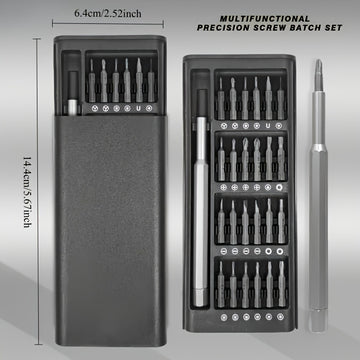 Juego de destornilladores de precisión 25 en 1, acero inoxidable, multifuncional, plástico resistente, sin carga, para desarmar y reparar teléfonos móviles y tabletas