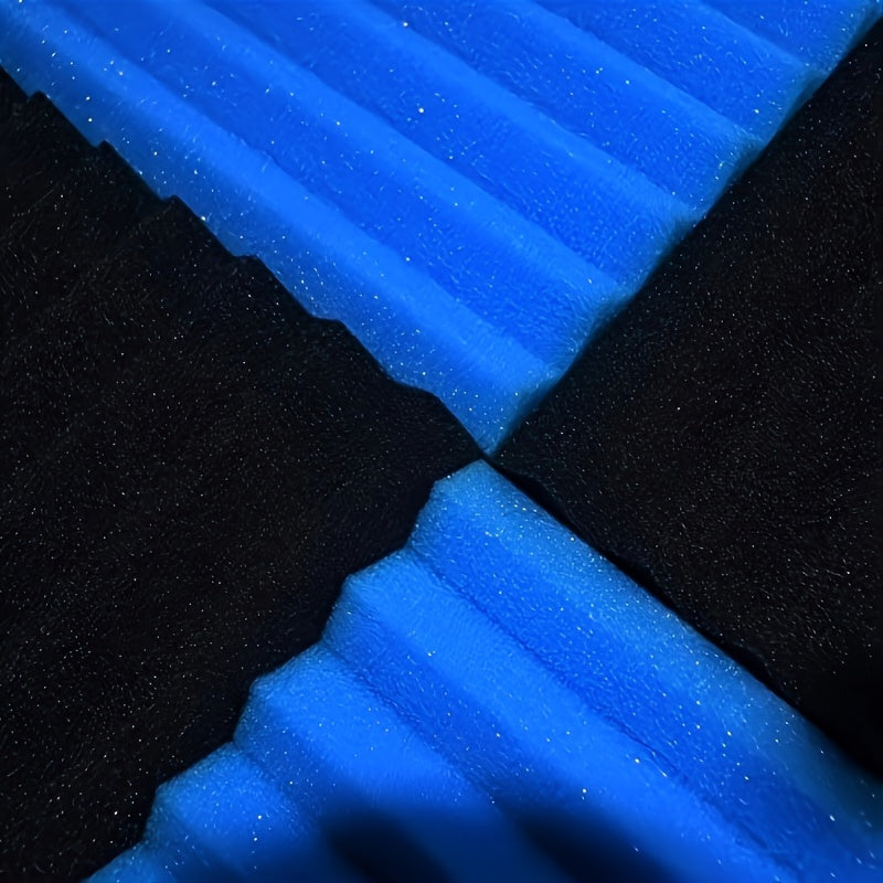 Conjunto de 100 piezas de Paneles de Espuma para Estudio VIBuilt con Aislamiento Fónico, 50 Negros + 50 Azules, 30.48cm x 30.48cm x 2.54cm Material de Grabación Acústica con Cinta Nano Doble Cara, Sin Daños en las Paredes, Ideal para Estudios y Grabacion