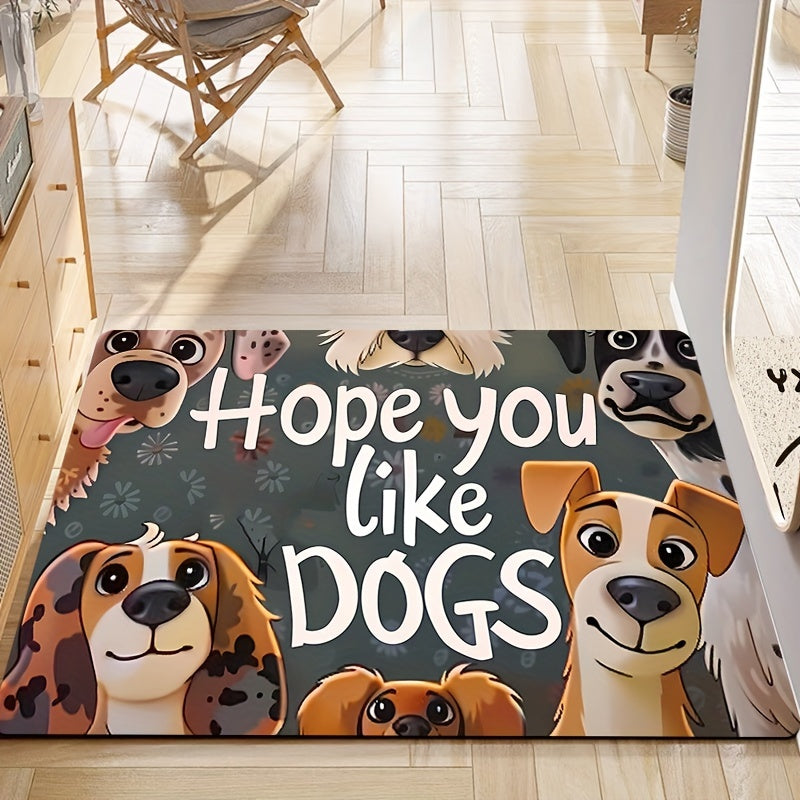 Felpudo de poliéster con diseño de perro de dibujos animados lindo, alfombra de baño suave y gruesa de 8 mm, lavable a máquina, alfombra antideslizante para cocina, alfombra de salón, alfombra de dormitorio, alfombra de entrada interior, alfombra decorat