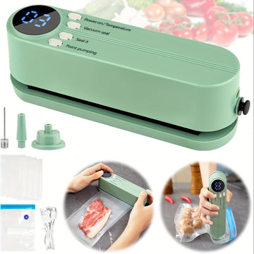 Sellador de vacío recargable por USB, batería de 1200 mAh, sellador de vacío multifuncional para el hogar y el exterior, inflable, diseño que ahorra espacio, adecuado para la frescura de los alimentos, snacks, carne, frutas, verduras - Voltaje de funcion
