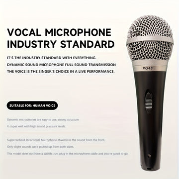 Micrófono de mano X-Duonic PG48 con cable - Alta calidad, duradero, con clip, ideal para KTV, canto y karaoke, fácil de usar, no necesita batería, accesorio de karaoke | Micrófono de sonido dinámico | Micrófono duradero