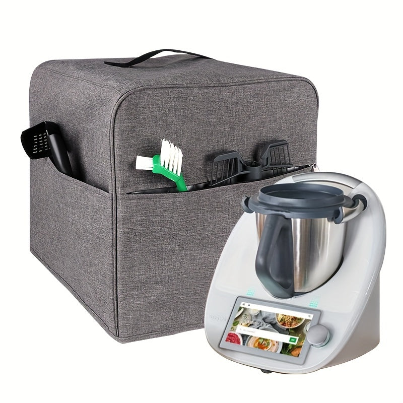Doble cubierta impermeable a prueba de polvo para mezclador Thermomix TM5/TM6, funda protectora gruesa y duradera con bolsillos de almacenamiento para accesorios.