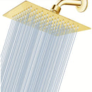 1pieza 8-Pulgadas de cabeza de ducha de alta presión, acero inoxidable 304, experiencia de ducha relajada incluso con bajo flujo de agua - Acabado dorado cuadrado, montado en la pared, experiencia de ducha relajada|Cabezal de ducha moderno|Cabezal de duc
