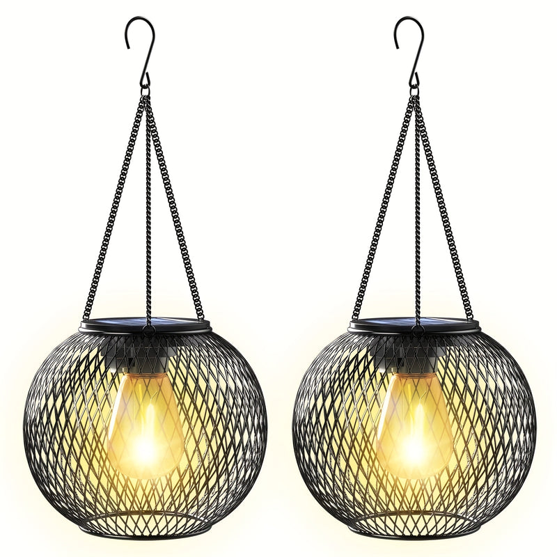 2 luces solares colgantes para exteriores, luces solares mejoradas, iluminación decorativa para jardín, energía solar, ideales para terrazas, céspedes y patios traseros