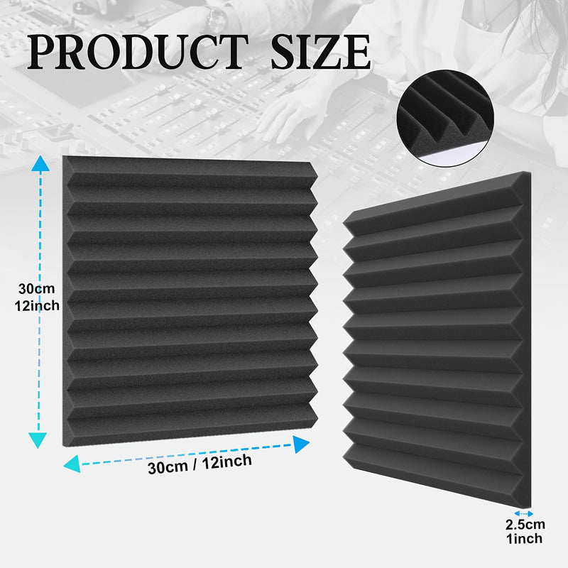 40 piezas de Paneles de Espuma de Alta Densidad Negros de 12"x12"x1" para Insonorización - Antifuego, Reducción de Ruido en Forma de Cuña para Estudios de Grabación, Salas de Música, Oficinas, Espacios de Juegos, Podcasts, Aulas, Cines Caseros y Paredes