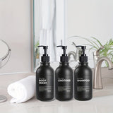 3pcs Botella Redonda de 500ml para Aceites Esenciales y Jabón en Gel, Dispensadores de Plástico con Etiquetas Removibles (Gel de Ducha, Loción, Jabón para Manos, Acondicionador) - Incluye 6 Etiquetas