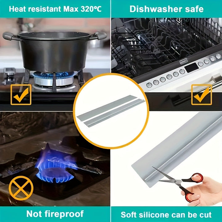 Llenador de espacios de silicona para armarios de estufa - Cinta de calafateo resistente a altas temperaturas para estufas de gas, material resistente al calor no adherente, fácil de aplicar y quitar, se ajusta a armarios estándar, protector de superfici