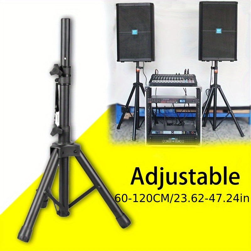 Soporte profesional para altavoces con base de pie y porta tarjetas de metal