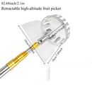Pica de frutas telescópica portátil de acero inoxidable - Agarre antideslizante duradero sin rastros para mango, tomate, cerezas y más - Herramienta de cosecha manual con mango ergonómico y cesta de almacenamiento segura