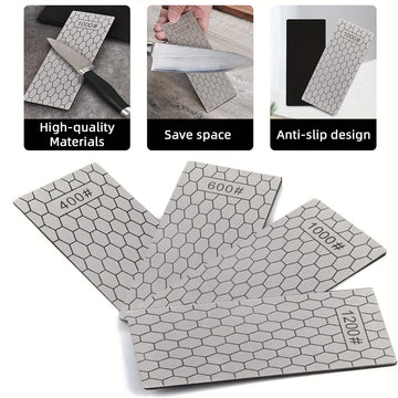 Juego de 4 piedras de esmerilado de diamante, 15,24 x 6,35 cm, material de hierro, no eléctrico, para moler y afilar cuchillos en la cocina, filo opaco o filo de esmerilado, no requiere batería