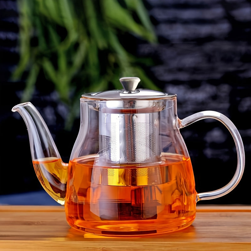 1pc de Té de vidrio de borosilicato de alta calidad con infusor de acero inoxidable, taza de té tradicional chino Gongfu, servidor de té transparente para té suelto, sin patrón de té de vidrio