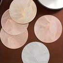 Conjunto de 6 manteles de mesa de PVC redondos, resistentes al calor, antideslizantes con patrón de hojas, solo lavado a mano, ideal para decoración de comedor, bodas y fiestas.