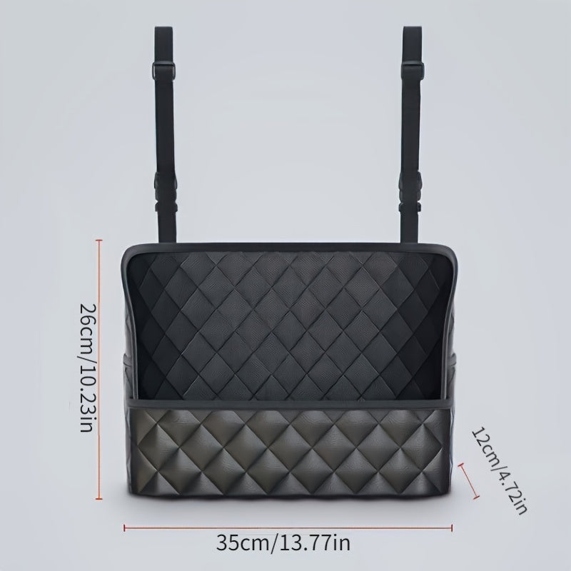 Organizador de asiento de coche de cuero falso de lujo, montaje colgado espacioso para asiento trasero con múltiples compartimentos, ideal para coches familiares, viajes y uso diario