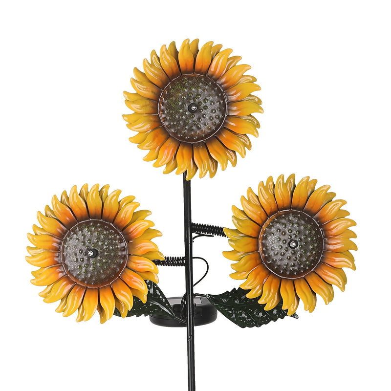 1 pieza Luz de Jardín Solárea Giratoria con Tres Cabezas y Dinámica al Viento, Inserción en el Suelo para Exteriores, Luminosa e Impermeable, Alta Brillo, Blanco Cálido LED Adecuada para Decoración de Ambiente en Jardines, Patios y Césped