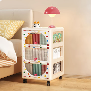 1 ud., Armario de Almacenamiento con 2/3 Niveles y Ruedas para Uso Doméstico, Mesa de Noche para Dormitorio, Caja de Almacenamiento