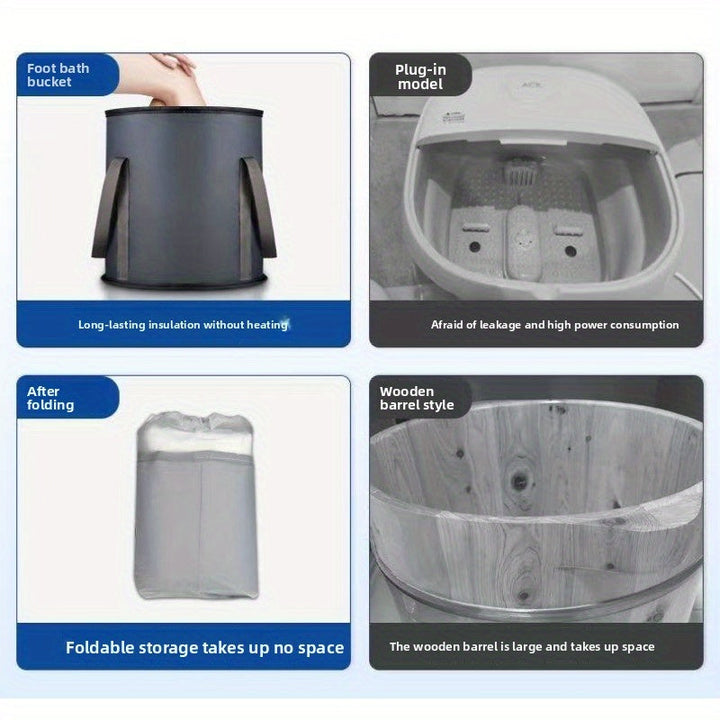 Baño de Pies Portátil Plegable - Cubo Ligero para Remojar Pies, Sin Batería Necesaria, Spa Compacto para Viajes en Casa o Hotel, Fácil Almacenamiento y Montaje Rápido, Diseño Plegable, Asa Resistente, Impermeable, Ideal para Viajeros Frequentes