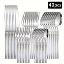 Set de cubiertos de acero inoxidable - 20/30/40 piezas de cubiertos elegantes con mango delgado, vajilla premium para 4/6/8 personas, incluye cuchillos, tenedores, cucharas, cubiertos de postre, ideal para el hogar, la cocina, el restaurante, las fiestas
