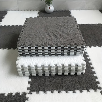 12 piezas Alfombras de Área Suaves, Baldosas de Alfombra de Poliéster Cuadradas, Alfombras Interbloqueables Lavables, 29.97 x 29.97 cm, con Lavar a Mano Sólo, para Dormitorio, Sala de Estar y Ventana de Bahía
