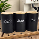 Juego de tres piezas de tarro redondo metálico con tapa, caja multiusos para té, café y azúcar, organizador reutilizable no eléctrico, ideal para cocina, sala o oficina
