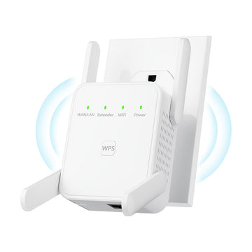 Amplificador de WiFi que Refuerza la Señal hasta 5000 pies cuadrados, Soporta Más de 55 Dispositivos, Repetidor de Internet Inalámbrico con Puerto Ethernet, Amplificador de Largo Alcance, Configuración Fácil con 1 Tecla, Punto de Acceso Compatible con Al
