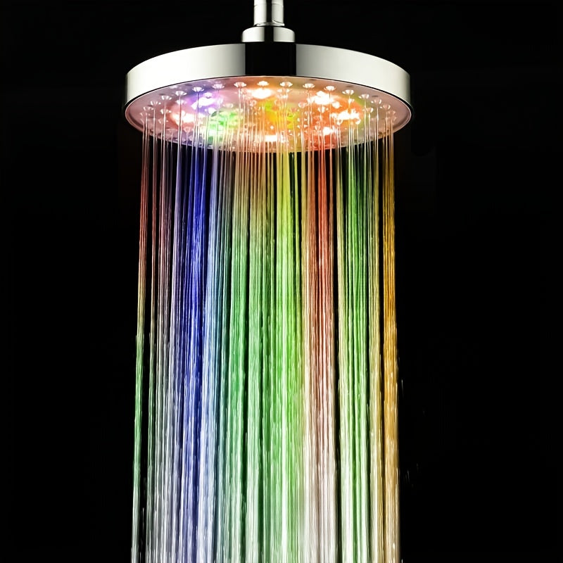 1pc 15.24cm Luces de cascada LED, Siete colores parpadeantes, Cabezal de ducha redondo brillante, Superficie electrodepositada, Regalo de Año Nuevo, Material de plástico, Montaje en techo, Montaje colgante, Montaje en pared, Uso sin electricidad