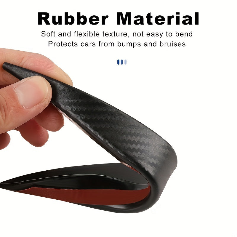 Kit de 6 piezas de alerón con diseño de fibra de carbono, protección para parachoques y decoración de goma para autos