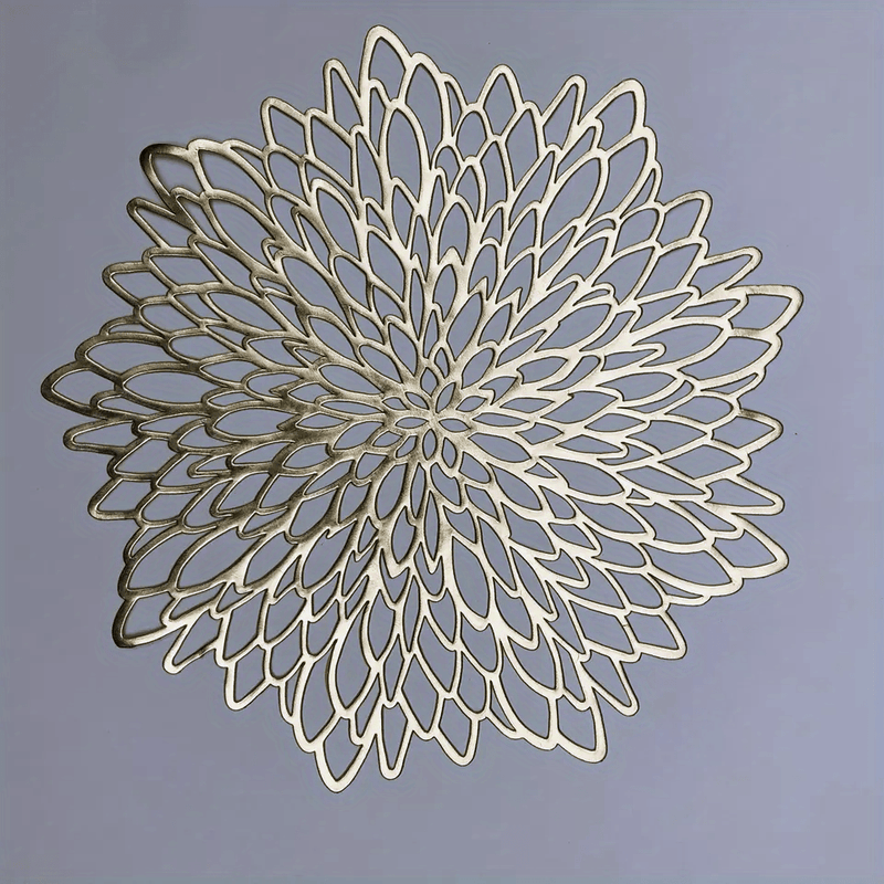 1 Juego De 4/6 Piezas, Manteles Individuales Huecos Metálicos De Vinilo Prensado Para Mesa De Comedor, Centro De Mesa De Boda, Manteles Individuales Decorativos Redondos, Protección De Mesa, Decoración De Mesa De Comedor De Cocina Para El Hogar