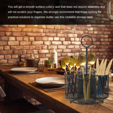 Porta Utensilios de Cocina, Organizador de Cubiertos Grande, Estante Metálico para Utensilios con 4 Secciones, Ideal para Mesa de Cocina