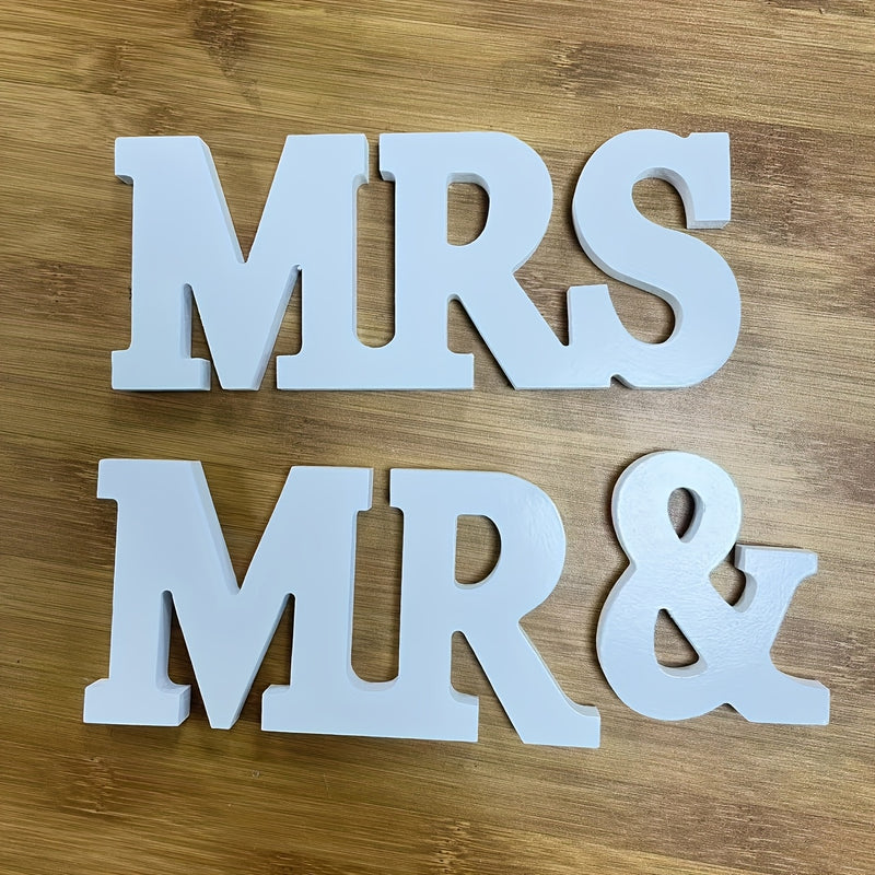 Encanto Romántico: Elegantes Letreros de Madera Blancos para Señor y Señora en Bodas - Decoración de Mesa con Letras Elegantes para Fiestas, Cenas o Exhibición en la Pared del Hogar, Perfectos para Celebraciones de Bodas, Decoración de Mesa de Boda | Let