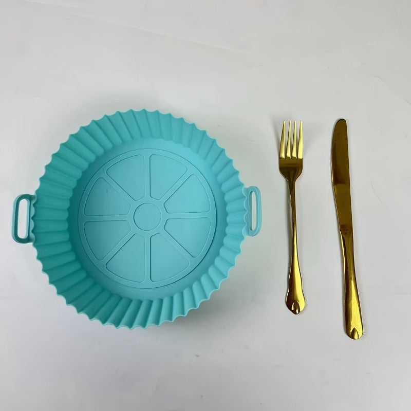 Revestimiento de Silicona Antiadherente para Freidora de Aire - Bandeja de Cocina Reutilizable para BBQ, Alfombrilla de Grado Alimenticio Engrosada para Cocinar Saludable, Diseño Rojo y Negro, Perfecto para Pizzas, Pollo, Papas Fritas y Más, Accesorios p