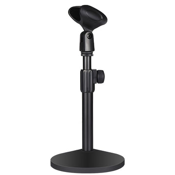 [Micrófono Soporte Ajustable de Hierro] Soporte de Micrófono de Hierro Ajustable de Alta Resistencia 1ud - Portátil para Transmisión, Conferencia, Transmisión en Vivo, Reunión - Negro