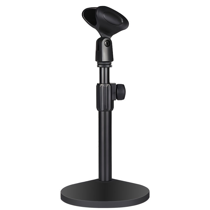 [Micrófono Soporte Ajustable de Hierro] Soporte de Micrófono de Hierro Ajustable de Alta Resistencia 1ud - Portátil para Transmisión, Conferencia, Transmisión en Vivo, Reunión - Negro