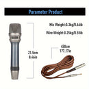 Micrófono vocal dinámico profesional LMBGM - Micrófono de mano unidireccional cardioid con bobina móvil, con interruptor ON/OFF, cable XLR de 177" a jack de 1/4", construcción de aleación de aluminio y protección contra el viento para cantar, karaoke, co