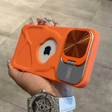 Funda magnética con logo de moda para iPhone 16, 15, 14, 13, 12 y 11 Pro Max Plus, con protección para lentes y soporte plegable