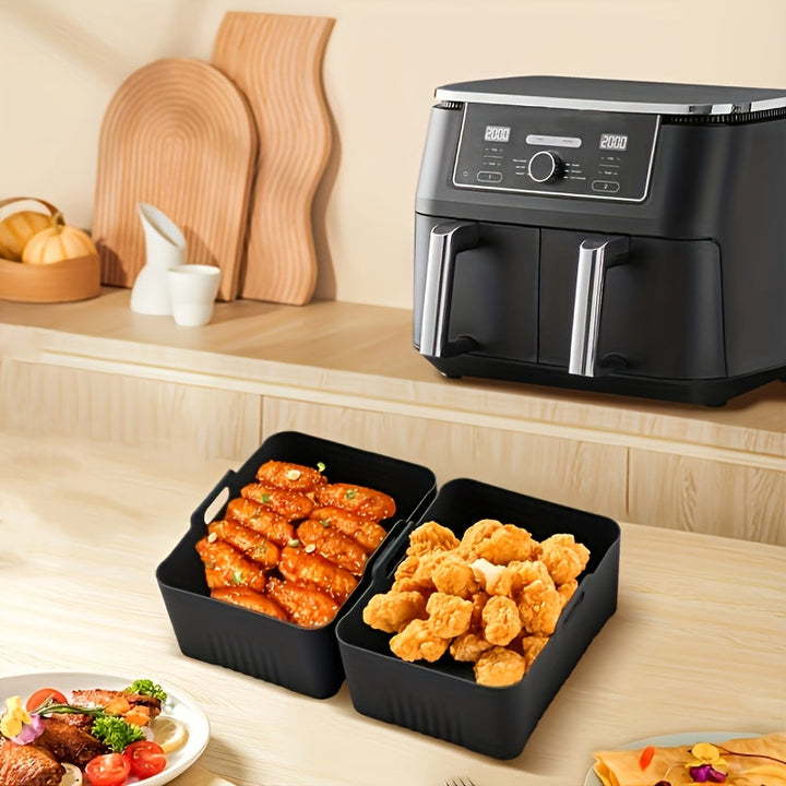 1/2 piezas de bandeja de silicona para freidor de aire - Rectangular, fácil limpieza y cocina saludable, para freidores de aire, hornos y bandejas de horneado - Gran regalo para cocineros y amantes de la repostería, el gadget perfecto para la cocina