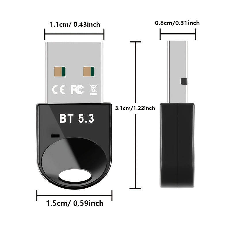 Adaptador de red inalámbrica USB BT 5.3, receptor de dongle inalámbrico USB, compatible con varios dispositivos como computadoras, auriculares, teclados, ratones y altavoces. Soporta Plug-and-Play para Windows 11/10/8.1 y es automáticamente compatible co