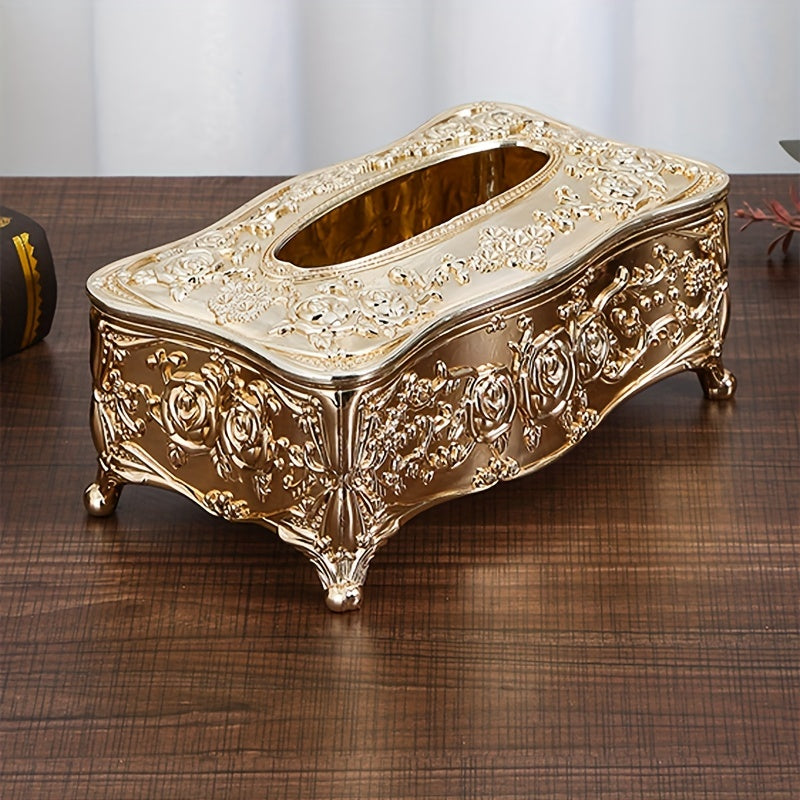 Elegante Soporte para Caja de Pañuelos de Estilo Europeo Plateado - Plástico Pulido, Accesorio Cuadrado para Baño para Hogar, Restaurante, KTV y Hotel