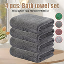 Juego de 4 toallas de baño de felpa coral 70x140 cm (27.5x55.1 pulgadas) en forma de gavilla de trigo, suaves, absorbentes, de secado rápido, sin desvanecimiento ni pelusa, ideales para uso diario en el hogar y en la ducha, perfectas para regalar en ocas