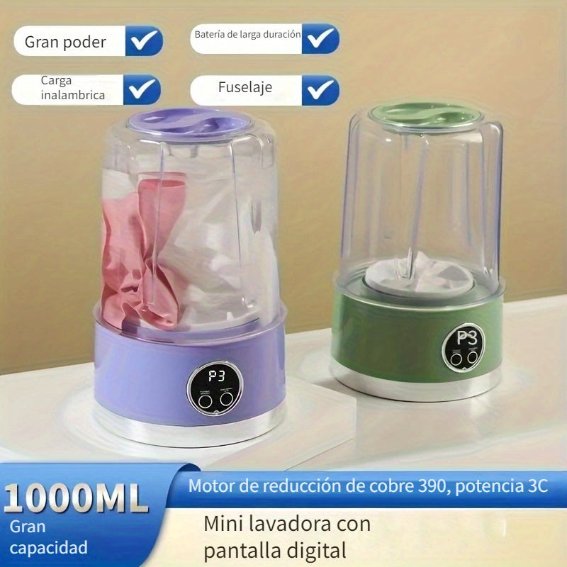 Mini lavadora portátil de calcetines y ropa interior recargable USB, sin necesidad de montaje, ideal para viajes, hogar o autocaravanas, diseño resistente y duradero, limpieza suave y no destructiva