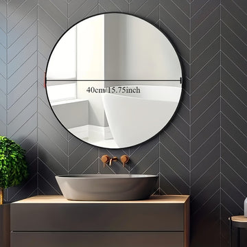 1 espejo de tocador nórdico redondo para pared, alta definición para una reflexión clara, instalación sin taladro para dormitorio y baño, decoración práctica y estética para el hogar, espejo de maquillaje.