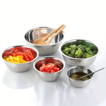 Juego de 5 tazones de acero inoxidable con base antideslizante, duraderos y seguros para alimentos, para uso en la cocina
