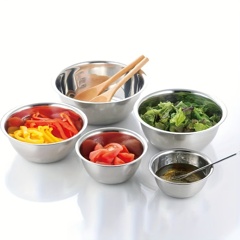 Juego de 5 tazones de acero inoxidable con base antideslizante, duraderos y seguros para alimentos, para uso en la cocina