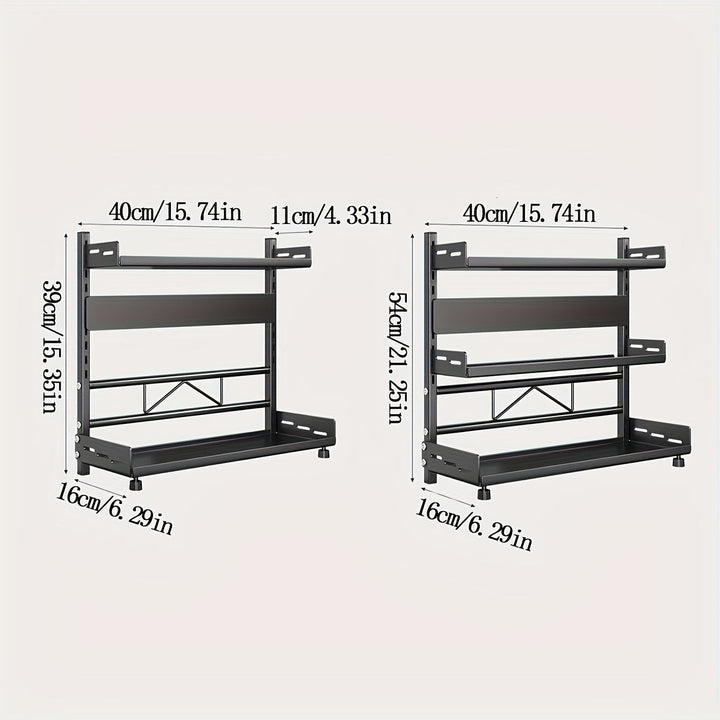 Estante de Especias Metálico Ajustable de 2 Niveles - Organizador de Encimera que Ahorra Espacio para Especias, Botellas y Utensilios - Perfecto para Cocina y Comedor
