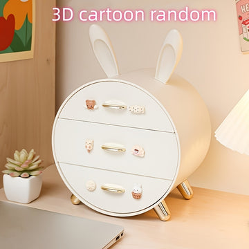 Caja de Almacenamiento de Papelería para Escritorio con Pasador de Conejito, Estilo de Cajón Multinivel, Caja de Almacenamiento de Cosméticos para Dormitorio Lindo