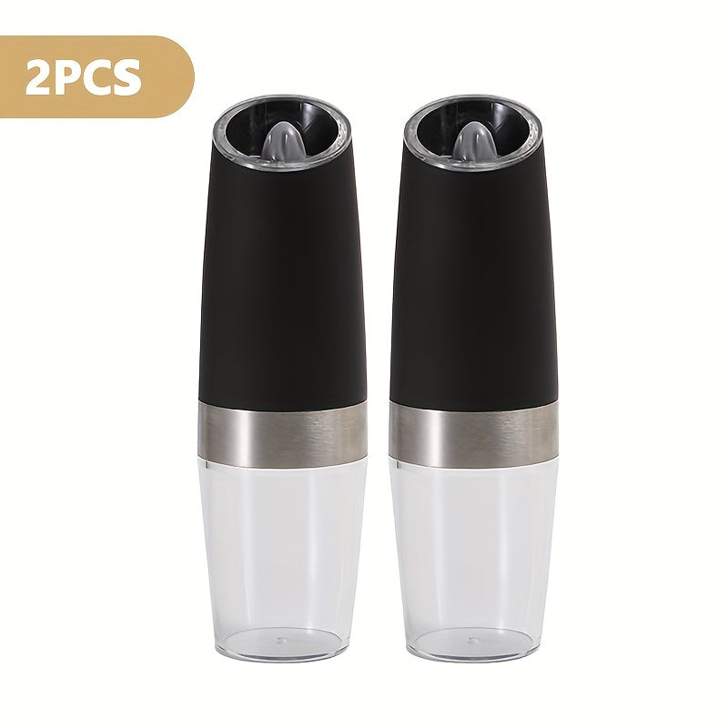 Juego De Molinillo De Sal Y Pimienta Eléctrico Por Gravedad De 1/2 Piezas, Grosor Ajustable, Alimentado Por Batería Con Luz LED, Operación Automática Con Una Mano